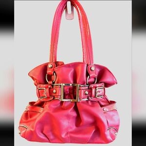Wilsons Leather Red Hot Pink Shoulder Bag "Ellie" Medium Size